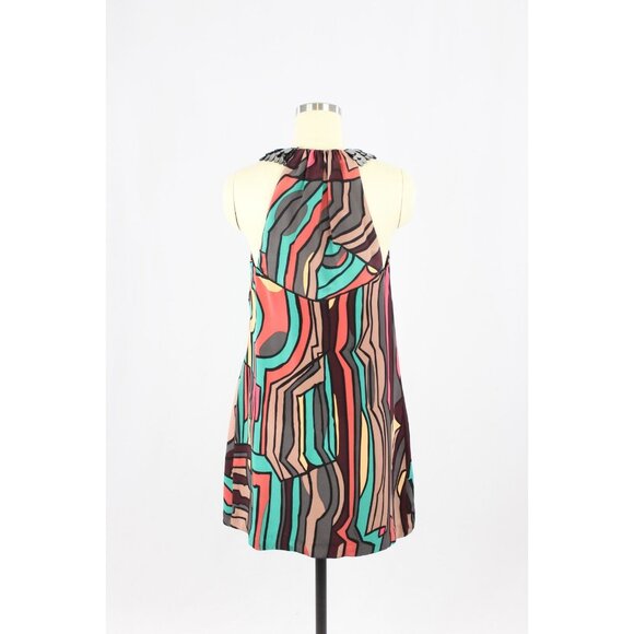 MISSONI Multicolor Graphic Print Silk Pailette Halter Sheath Dress, Size 42/M - Picture 3 of 12